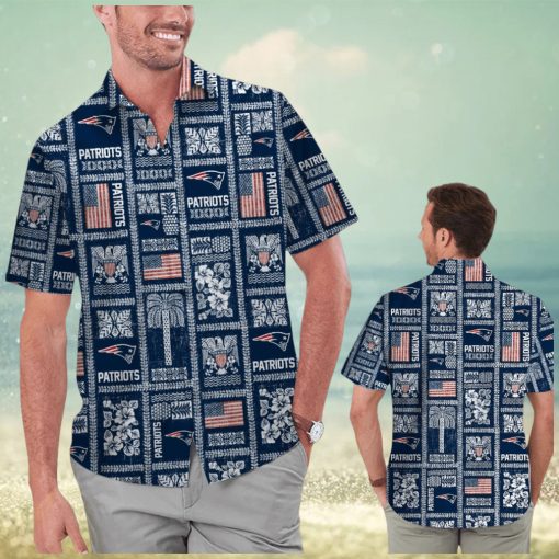 New England Patriots Summer Commemorative Short Sleeve Button Up Tropical Hawaiian Shirt