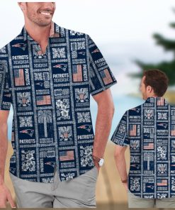 New England Patriots Summer Commemorative Short Sleeve Button Up Tropical Hawaiian Shirt