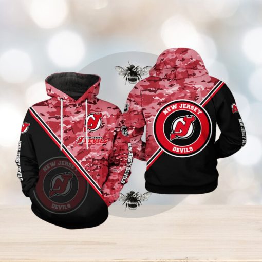 New Jersey Devils NHL Camo Team 3D Printed Hoodie
