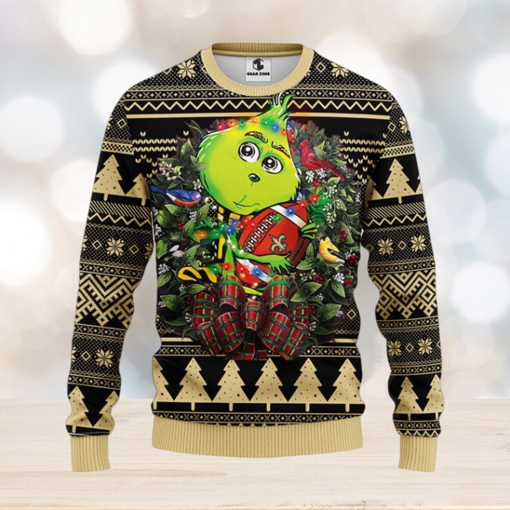 New Orleans Saints Grinch Hug Christmas Ugly Sweater - Limotees