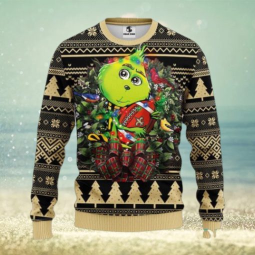 New Orleans Saints Grinch Hug Ugly Christmas Sweater