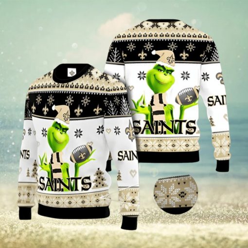 New Orleans Saints NFL Grinch Ugly Christmas Sweater Xmas 3D Printed Christmas Sweater Gift