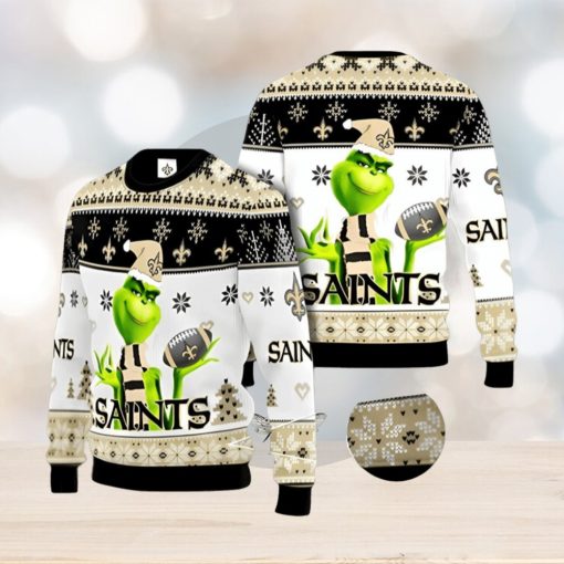 New Orleans Saints NFL Grinch Ugly Christmas Sweater Xmas 3D Printed Christmas Sweater Gift