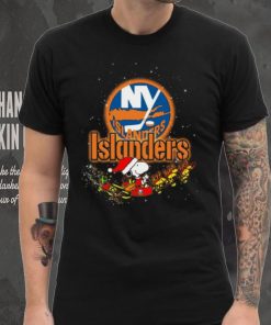 New York Islanders NHL Santa Snoopy and Woodstock Christmas T Shirt
