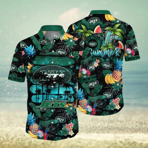 New York Jets NFL Hawaiian Shirt Straw Hatstime Aloha Shirt