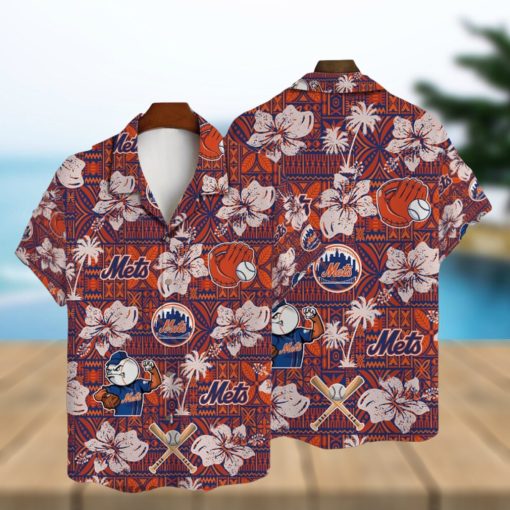 New York Mets Hibiscus Pattern Vintage Hawaiian Shirt