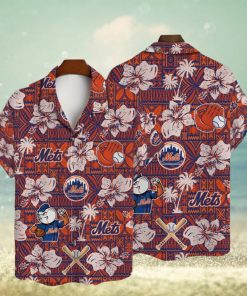 New York Mets Hibiscus Pattern Vintage Hawaiian Shirt