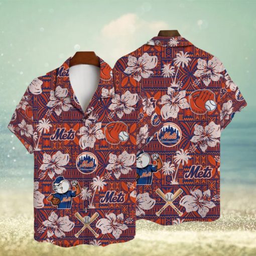 New York Mets Hibiscus Pattern Vintage Hawaiian Shirt