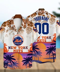 New York Mets Major League Baseball Custom Name And Number 3D Print Hawaiian Shirt