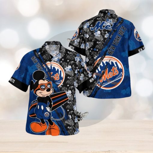 New York Mets Mickey Mouse Floral Short Sleeve Hawaii Shirt