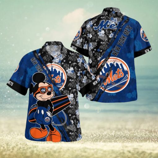 New York Mets Mickey Mouse Floral Short Sleeve Hawaii Shirt