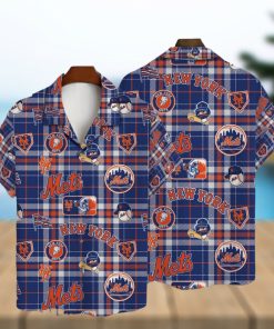 New York Mets Plaid Baseball Pattern Vintage Hawaiian Shirt