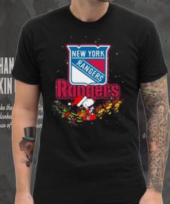 New York Rangers NHL Santa Snoopy and Woodstock Christmas T Shirt