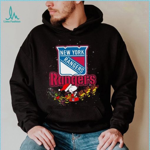 New York Rangers NHL Santa Snoopy and Woodstock Christmas T Shirt