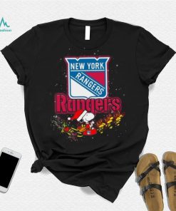 New York Rangers NHL Santa Snoopy and Woodstock Christmas T Shirt