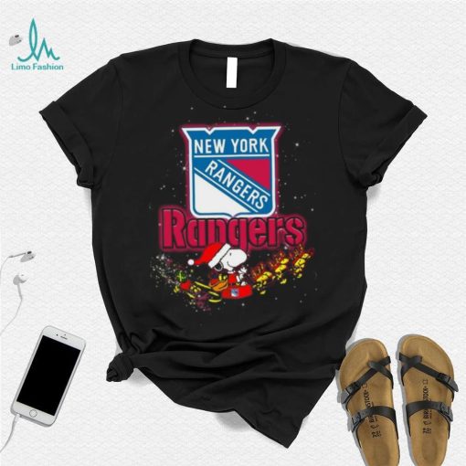 New York Rangers NHL Santa Snoopy and Woodstock Christmas T Shirt