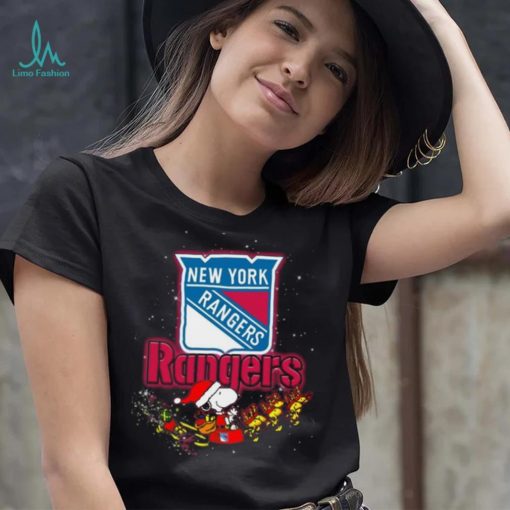New York Rangers NHL Santa Snoopy and Woodstock Christmas T Shirt