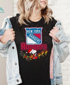 New York Rangers NHL Santa Snoopy and Woodstock Christmas T Shirt
