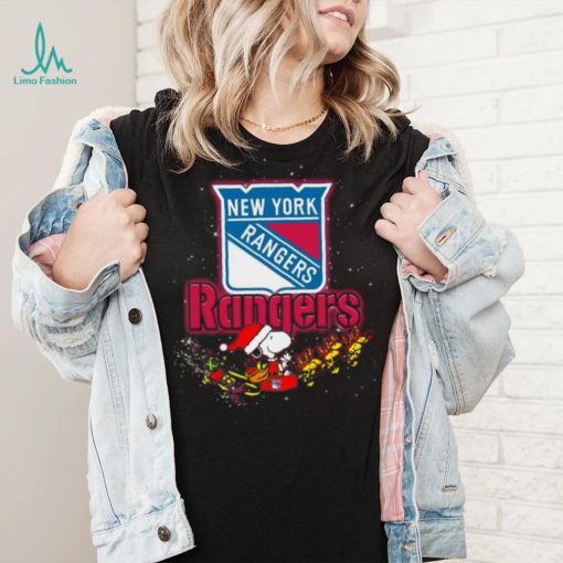 New York Rangers NHL Santa Snoopy and Woodstock Christmas T Shirt