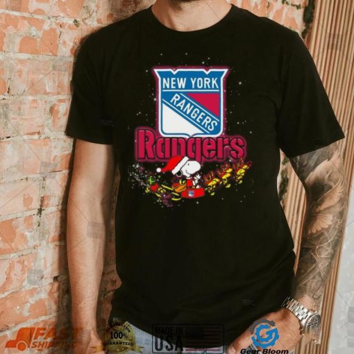 New York Rangers NHL Santa Snoopy and Woodstock Christmas T Shirt