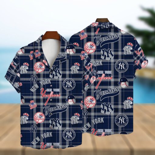 New York Yankees Plaid Baseball Pattern Vintage Hawaiian Shirt