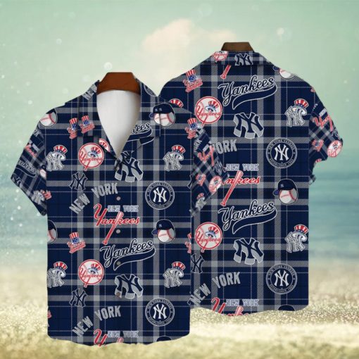 New York Yankees Plaid Baseball Pattern Vintage Hawaiian Shirt