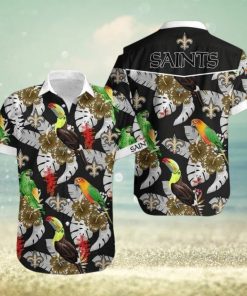 Nfl New Orleans Saints Parrot Above Flower Trendy Hawaiian Shirt Aloha Shirt