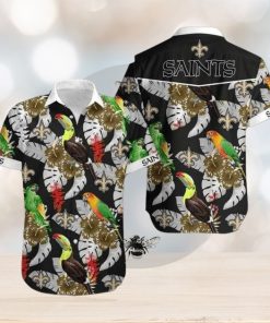 Nfl New Orleans Saints Parrot Above Flower Trendy Hawaiian Shirt Aloha Shirt