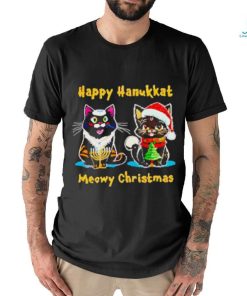 Nice Happy hanukkat meowy Christmas shirt