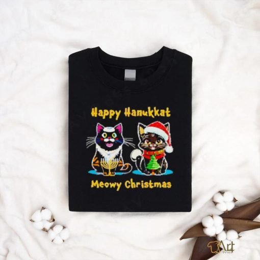 Nice Happy hanukkat meowy Christmas shirt
