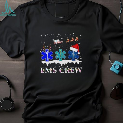 Nice Nurse Santa Hat Reindeer Ems Crew Merry Christmas Shirt