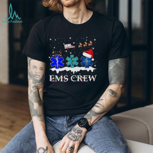 Nice Nurse Santa Hat Reindeer Ems Crew Merry Christmas Shirt