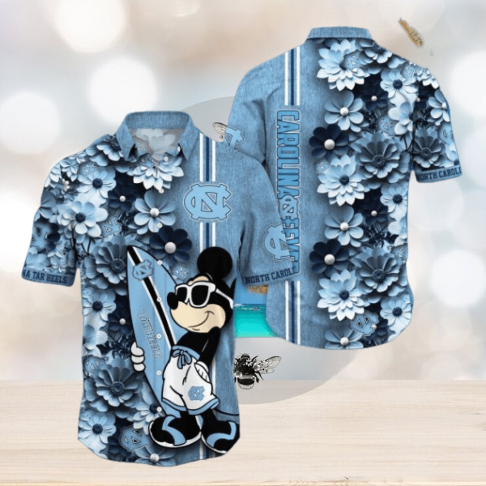 North Carolina Tar Heels Hawaiian Shirt Mickey Love Surfing Trending Summer Gift North Carolina Tar Heels Hawaiian Shirt Mickey Love Surfing Trending Summer Gift