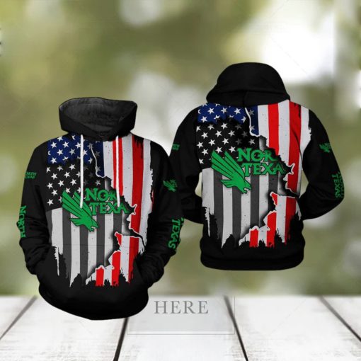 North Texas Mean Green NCAA US Flag 3D Printed Hoodie