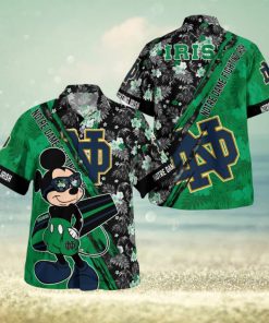 Notre Dame Fighting Irish Mickey Mouse Floral Short Sleeve Hawaii Shirt