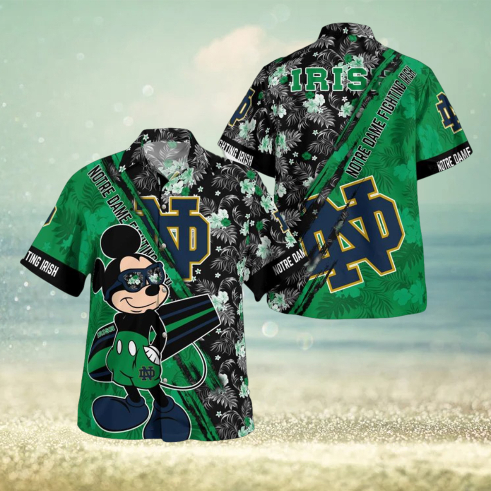 Notre Dame Fighting Irish Mickey Mouse Floral Short Sleeve Hawaii Shirt Notre Dame Fighting Irish Mickey Mouse Floral Short Sleeve Hawaii Shirt