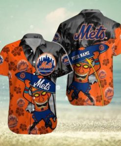 Ny Mets Hawaiian Shirt And Shorts New York Mets Baseball Custom Name Aloha Shirts Mlb Personalized Orange Button Up Beach Shirt