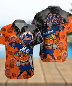 Ny Mets Hawaiian Shirt And Shorts New York Mets Baseball Custom Name Aloha Shirts Mlb Personalized Orange Button Up Beach Shirt