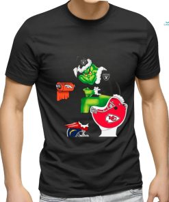 Oakland Raiders Grinch Santa Sitting Kansas City Chiefs Toilet christmas shirt