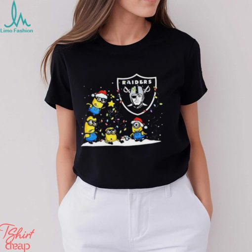 Oakland Raiders Minions Christmas Lights T Shirt