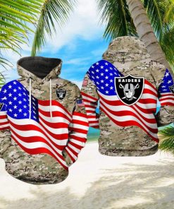 Oakland Raiders NFL US Flag Camo Veteran Team 3D Printed Hoodie