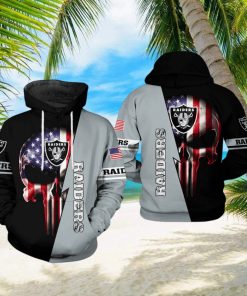Oakland Raiders NFL US Flag Skull Team 3D Printed Hoodie