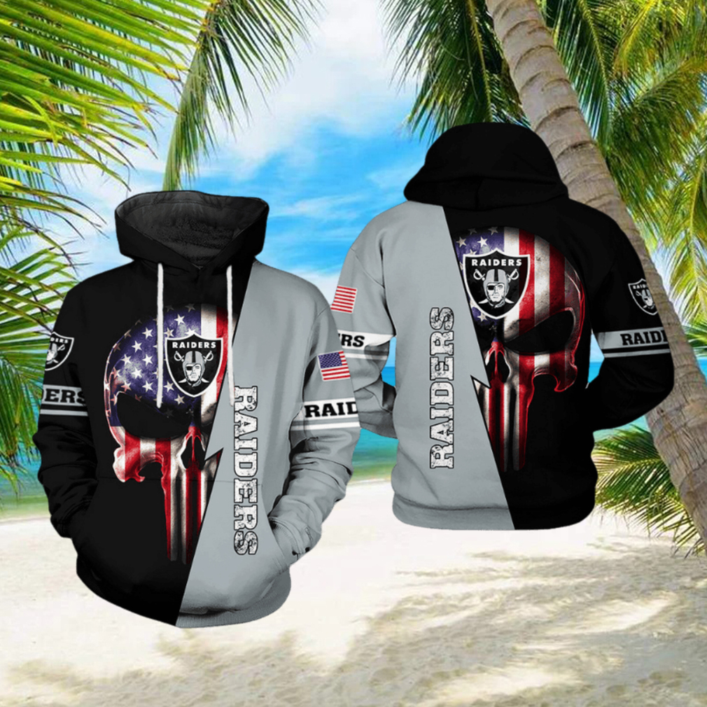 Oakland Raiders NFL US Flag Skull Team 3D Printed Hoodie Oakland Raiders NFL US Flag Skull Team 3D Printed Hoodie