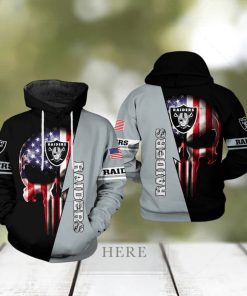 Oakland Raiders NFL US Flag Skull Team 3D Printed Hoodie