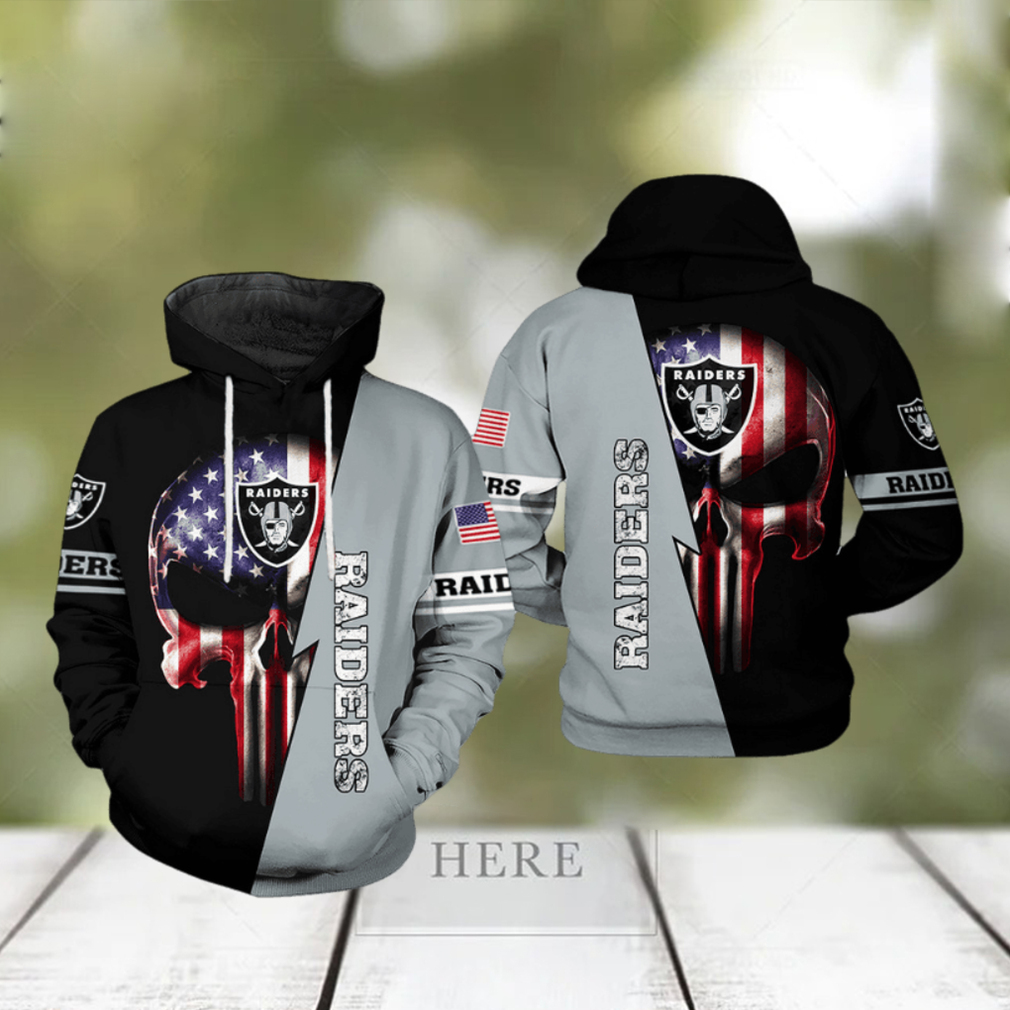 Oakland Raiders NFL US Flag Skull Team 3D Printed Hoodie Oakland Raiders NFL US Flag Skull Team 3D Printed Hoodie