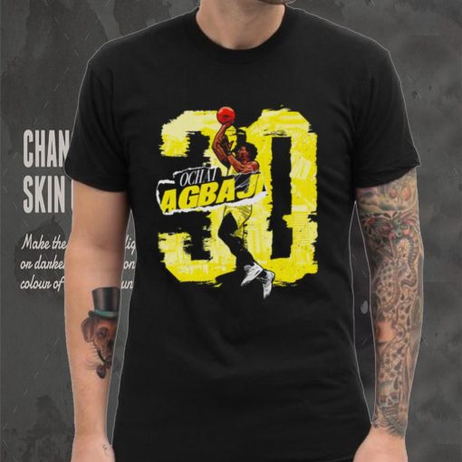 Ochai Agbaji number 30 Utah Jazz basketball player action pose signature draw shirt