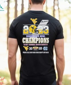 Official 2023 Duke’s Mayo Bowl Champions West Virginia Mountaineers 30 10 UNC Tar Heels Shirt