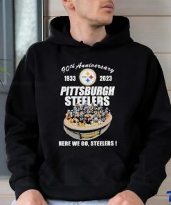Official 90th Anniversary 1933 – 2023 Pittsburgh Steelers Here We Go, Steelers T Shirt