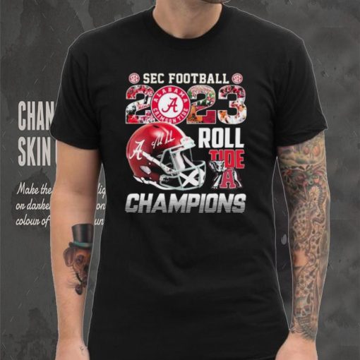 Official Alabama Crimson Tide SEC Football 2023 Roll Tide Champions Helmet Shirt