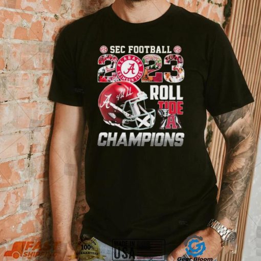 Official Alabama Crimson Tide SEC Football 2023 Roll Tide Champions Helmet Shirt